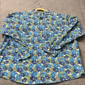 Ariat Men’s Shirt XXL 2X Tropical Vacation Beach Cruise Blue Green Floral Brown